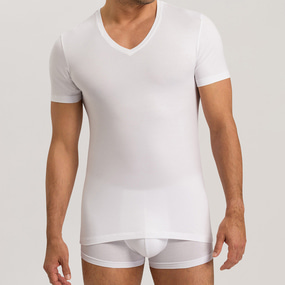 한로 Cotton Superior Short Sleeve V-Neck Shirt (WHITE 73089)